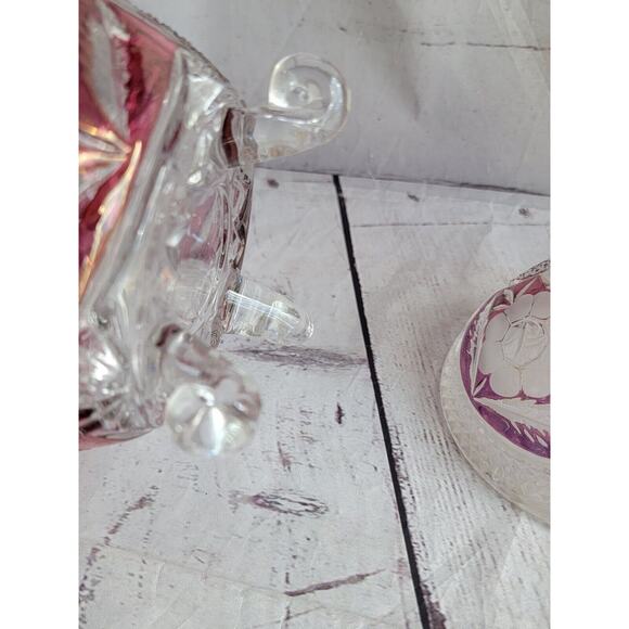 Anne Hutte Bleikristall Lead Crystal Cranberry Candy Dish Made n Germany - Picture 12 of 15